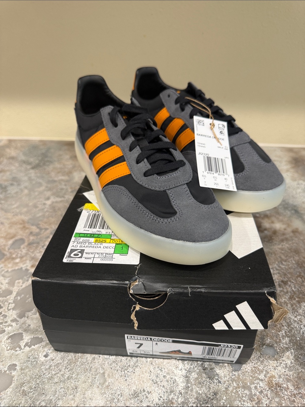 adidas Men’s Gray and Orange Barreda Classic Sneakers